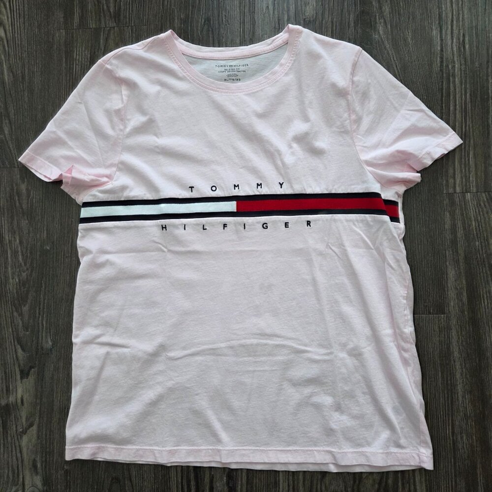 Tommy Hilfiger Embroidered Flag Stripe Logo T-Shirt